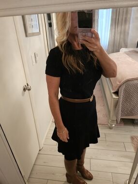 Tory Burch Black Short-Sleeve Fit-and-Flare Dress